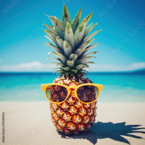 pineapple fruit with cool sunglasses