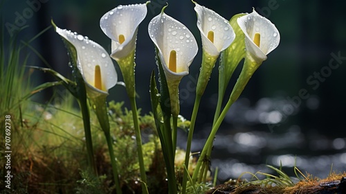 Marsh Calla (Calla palustris), in bloom; Bog Arum photo