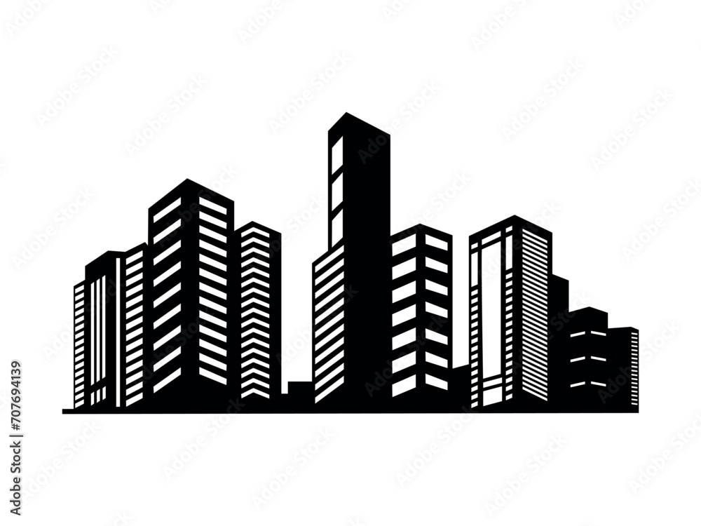Fototapeta premium city Building silhouette illustration