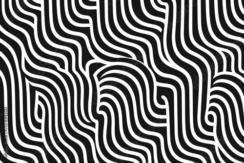 Intricate Black and White Maze Pattern Design