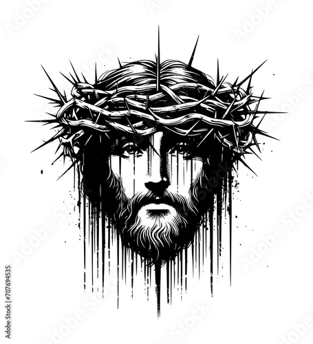 crown of thorns of jesus christ - black and white (artwork 3)