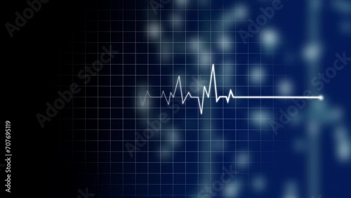 Futuristic glowing heartbeat icon abstract medical Presentation background with flat icons symbols animation. photo