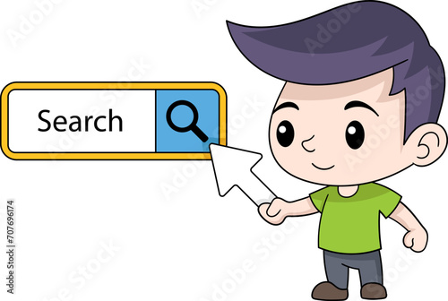 illustration of browsing the internet, searching for information on the internet