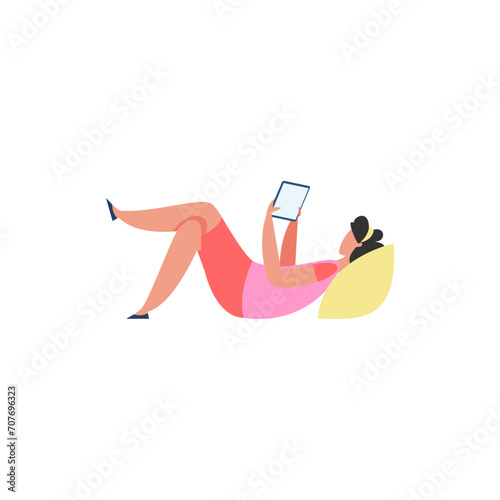 vector pose of people in pink clothes working studio