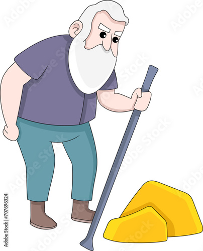 story about finding a piece of gold, oldman is finding treasure