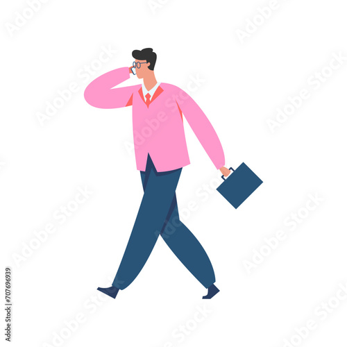 vector pose of people in pink clothes working studio