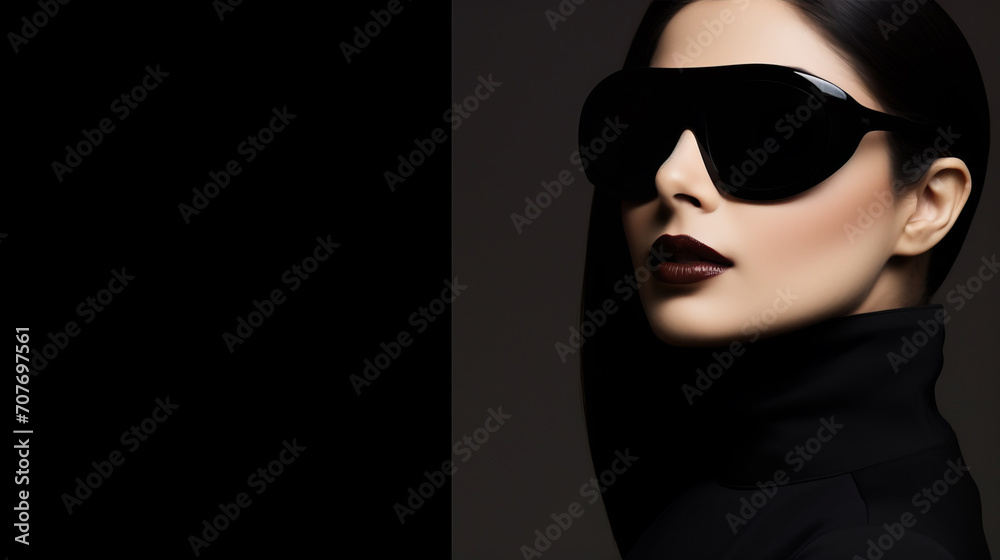 Eclipse of Glamour, A Mysterious Femme Fatale Dons Sunglasses and a Timeless Black Dress Eclipse of Glamour, A Mysterious Femme Fatale Dons Sunglasses and a Timeless Black Dress