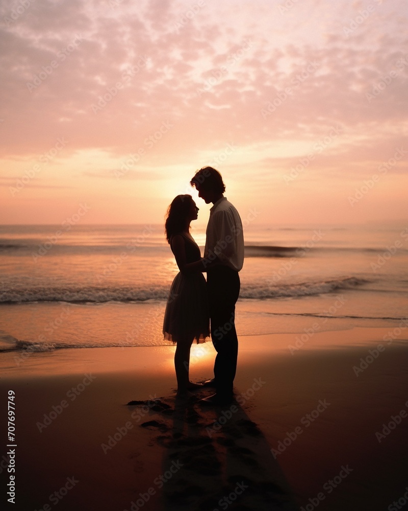 couple on the beach at sunset