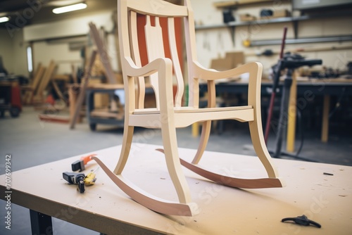 assembling a newly repaired rocking chair photo