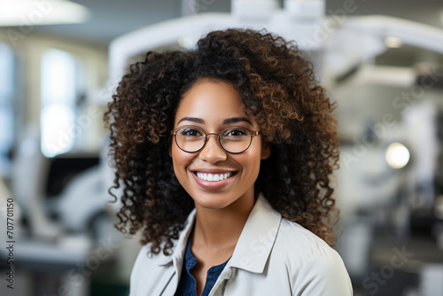 An attentive ophthalmologist conducting an eye exam, utilizing advanced equipment to ensure optimal vision care in a modern eye clinic. © Solid