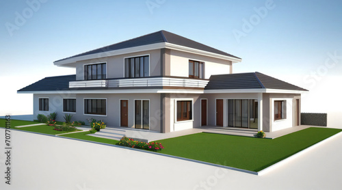 3d rendering of modern cozy house isolated on white background