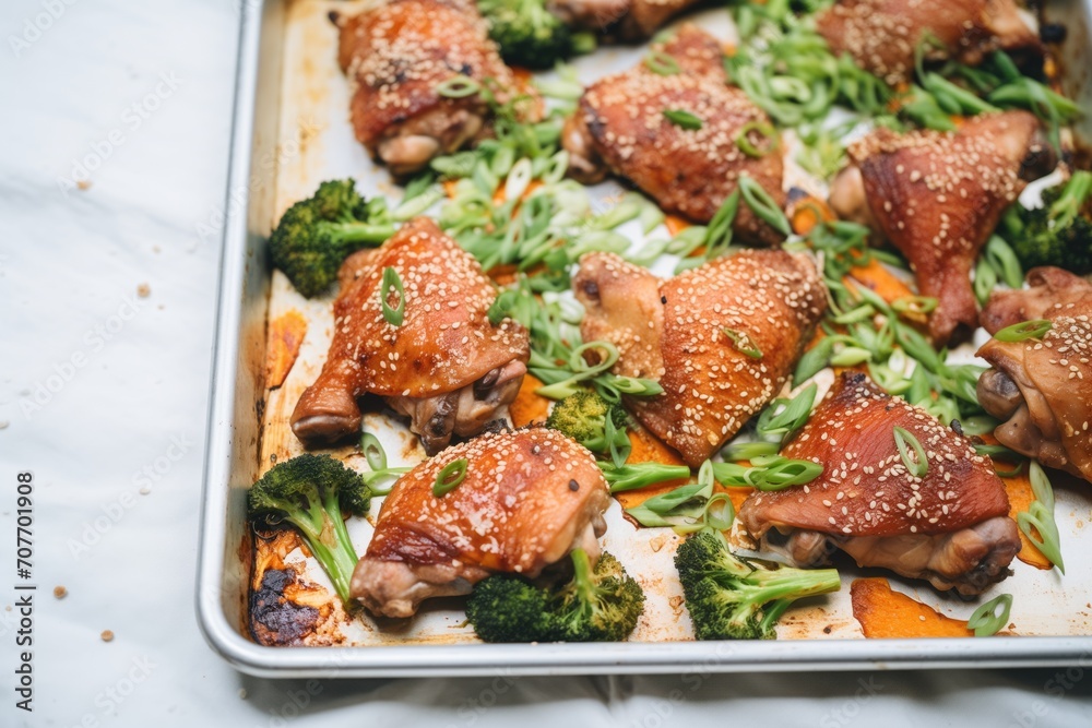miso-marinated chicken thighs on a sheet pan miso-marinated chicken thighs on a sheet pan