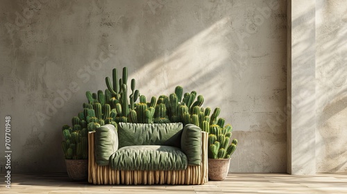 Armchair made of cactuses, minimalist photo photo