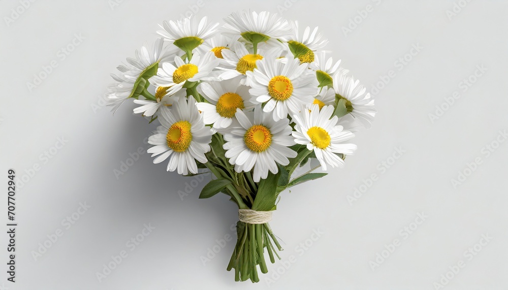 Bukiet kwiatów rumianku na białym tle - obrazy, fototapety, plakaty 
