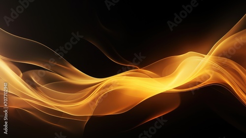 Abstract Essence: Golden Swirls and Elegant Smoke Dance in Darkness. Generative AI