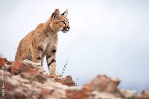 puma surveying territory from rocky outcrop