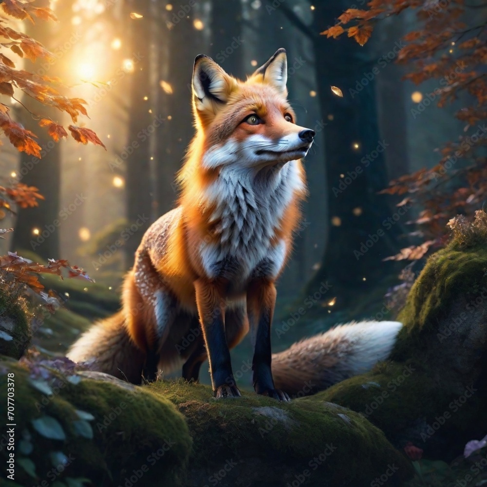 AI generates a red fox in the woods