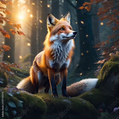 AI generates a red fox in the woods