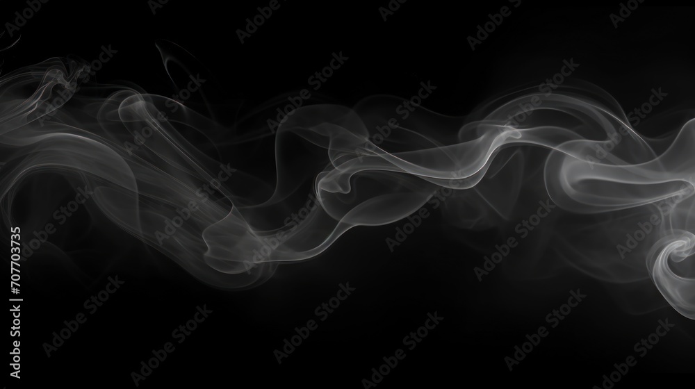 Fototapeta premium Overlays of smoke, fog, and mist create an atmospheric effect on a black background