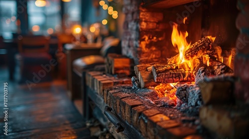 A home fireplace  a symbol of coziness and family warmth for evening gatherings