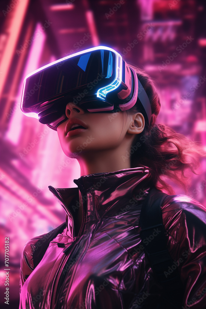 Ai Generative People wearing futuristic high tech virtual reality glasses Ai Generative People wearing futuristic high tech virtual reality glasses