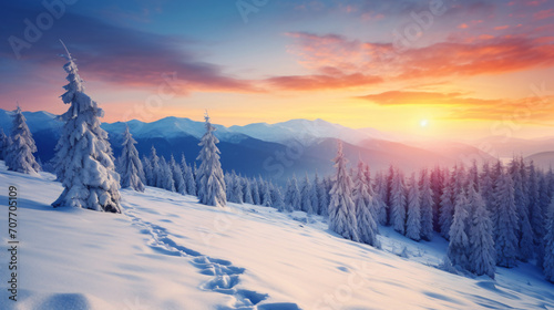 Impressive winter morning in Carpathian mountains © Salman