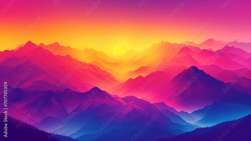 A gradient of sunset colors ranging from deep orange to a dusky purple, evoking the tranquil beauty of an evening sky. Generative AI - obrazy, fototapety, plakaty 