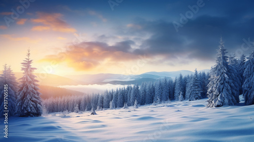 Impressive winter scene of Carpathian mountains