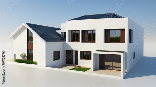 3d rendering of modern cozy house isolated on white background © home 3d