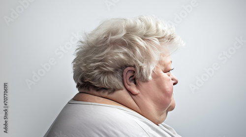 Elderly woman with cushing syndrome photo