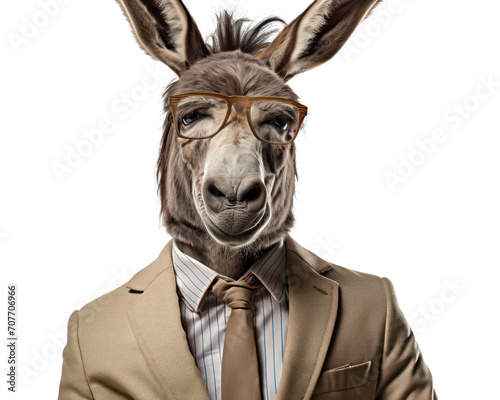 A donkey in a suit isolated on white background © PNG River Gfx