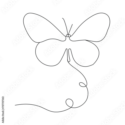 Butterfly continuous One line drawing. Vector illustration of various insect forms in trendy outline style © alamingraphics27