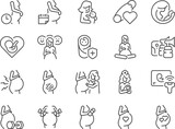 Pregnancy icon set. It included pregnant, mom, mother, Prenatal Care, and more icons. Editable Vector Stroke.
