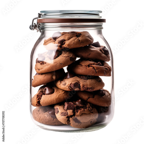 Wallpaper Mural front view of Double Chocolate cookie in a jar isolated on a white transparent b