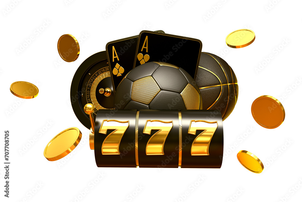 Φωτογραφία casino betting gambling mix slot machine roulette set card soccer football baske