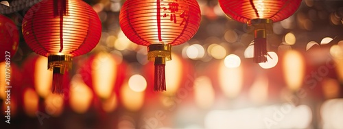 Red lanterns chinese new year decoration celebratiion. china town 