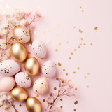easter eggs and flowers,pink,gold