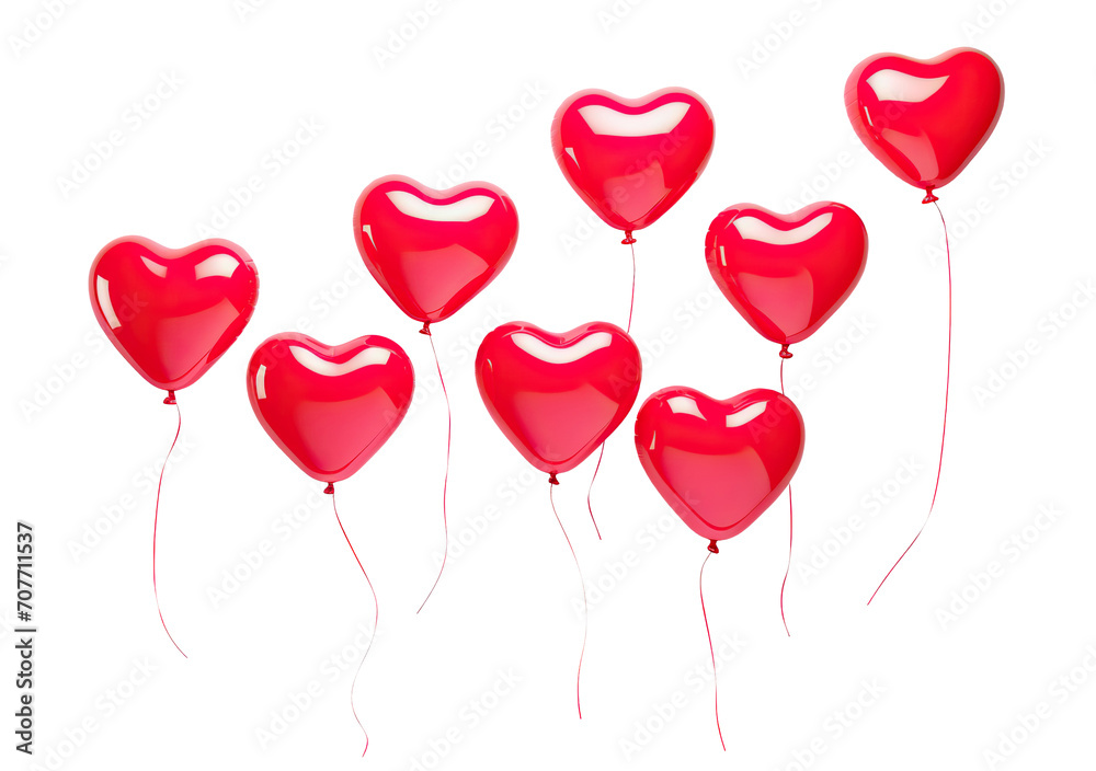 Love heart-shaped red balloons, cut out