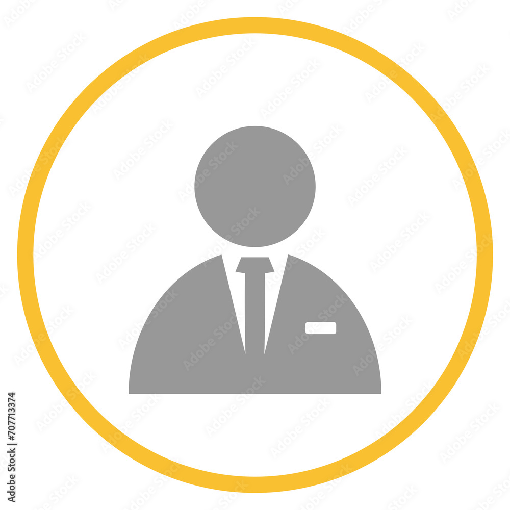 Button grau orange mit Business Mann Icon: Kontakt Button grau orange mit Business Mann Icon: Kontakt