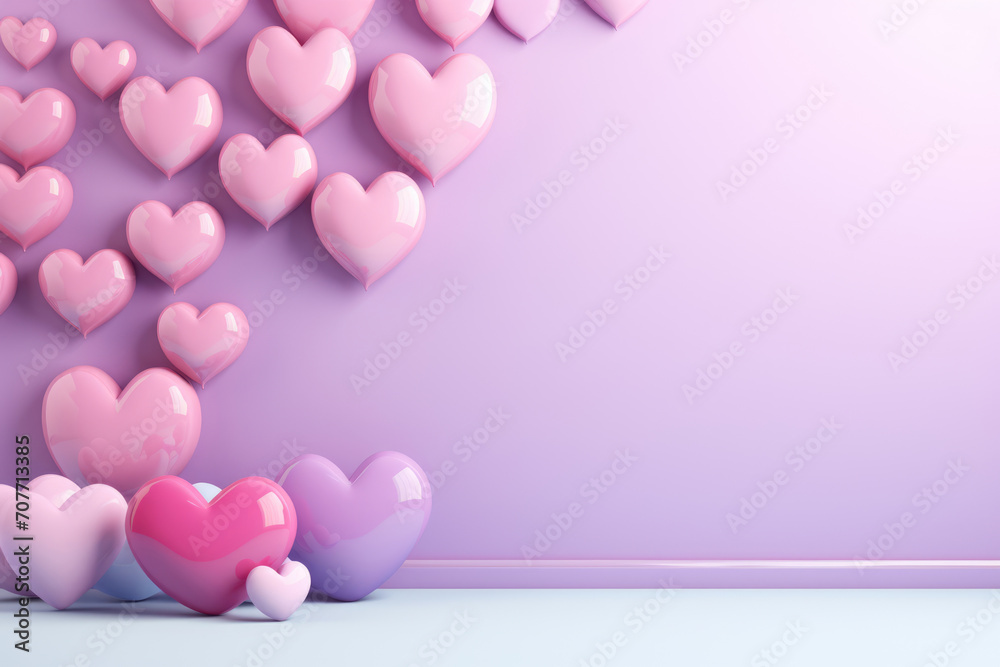 Mockup background with hearts for love day, valentine's card. Copy space for text