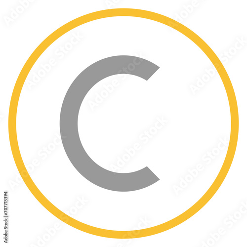 Button grau orange mit Copyright Icon