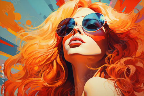 Portrait of red-haired girl in sunglasses © Michael