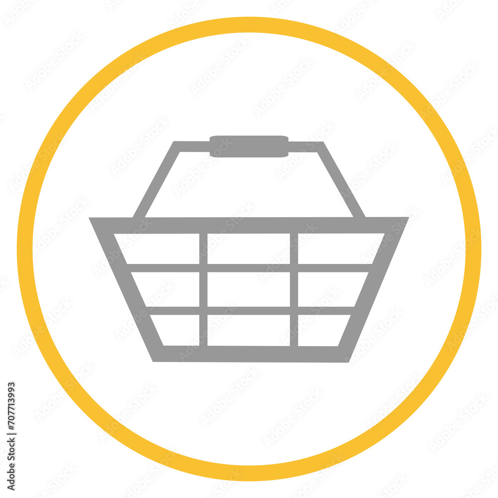Button grau orange mit Einkaufskorb Icon: Shop oder Einkaufen Button grau orange mit Einkaufskorb Icon: Shop oder Einkaufen