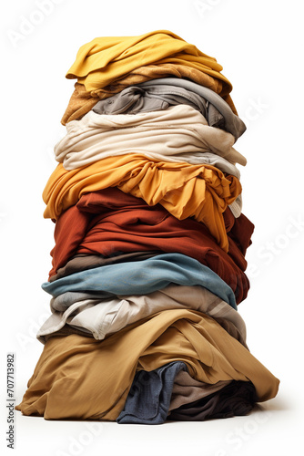 Organized Chic: Big Stack of Folded Clothes Stands Tall in PNG Isolation