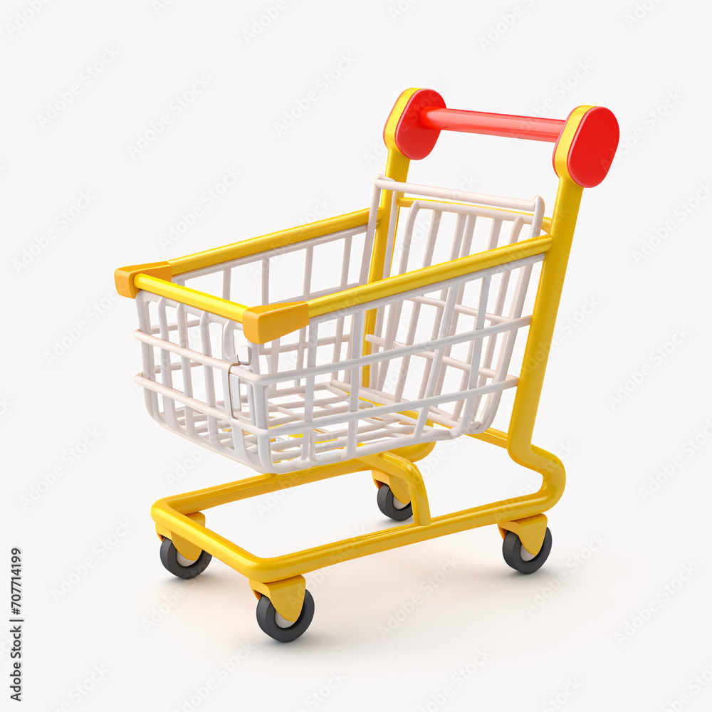 Shopping cart isolated on a white background. 3d rendering.