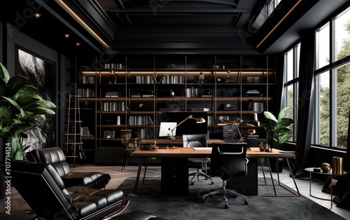 Black office interior