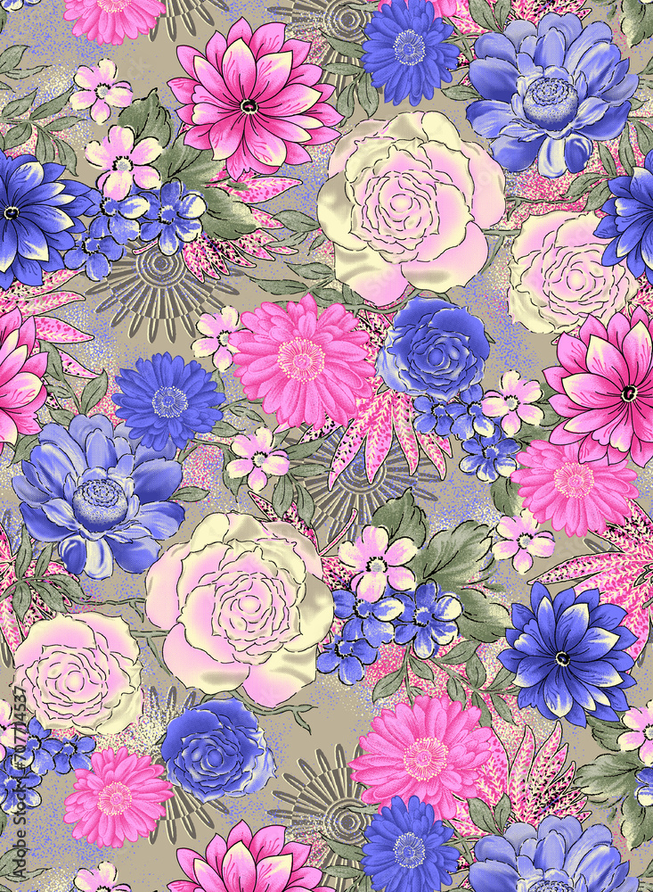 Floral Seamless Pattern Design And Backgrounds 