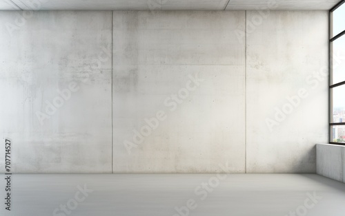 Blank white wall in concrete office with large wind © Stormstudio