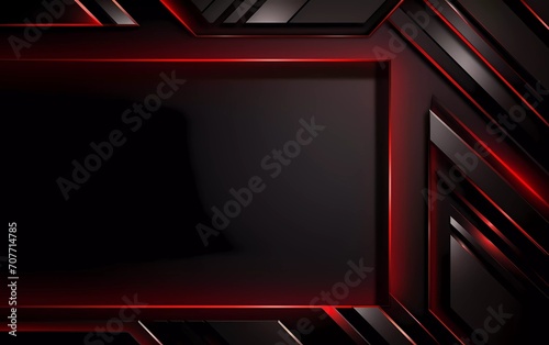 abstract metallic red shiny color black frame layout background vector template. generative ai