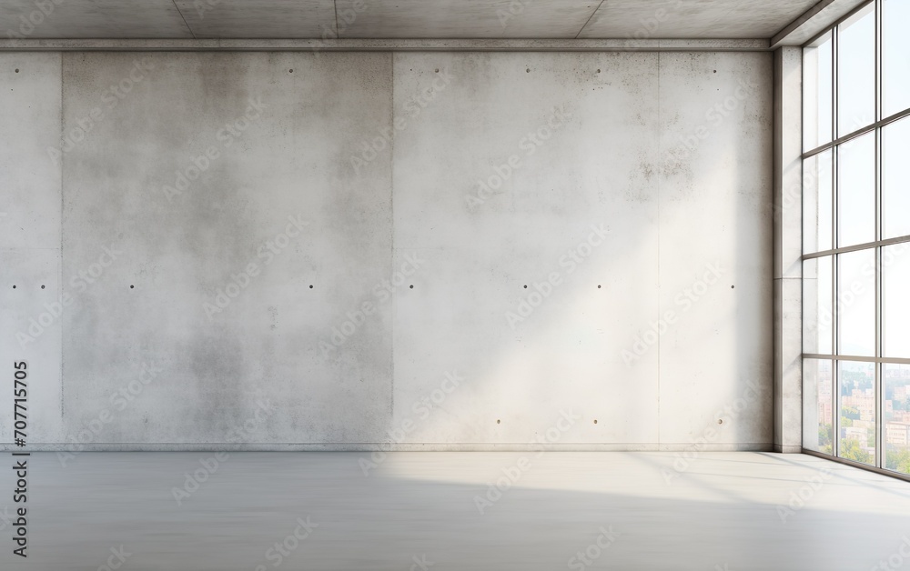 Blank white wall in concrete office with large wind Blank white wall in concrete office with large wind